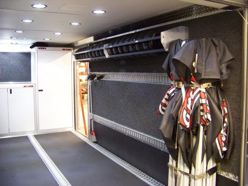 Gear racks complement the interior. 